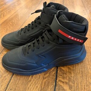 Prada Men's Black High-Top Sneakers
